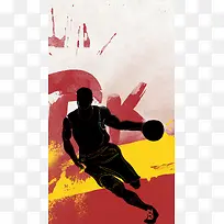 红色复古篮球赛PSD分层H5背景素材