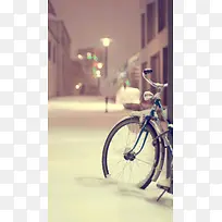 夜晚雪地自行车H5背景