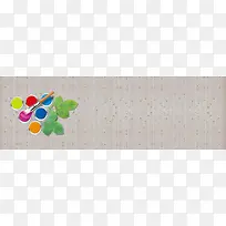 木纹质感水粉画笔banner背景