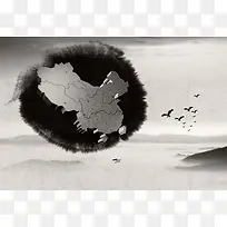 水墨中国版图背景素材