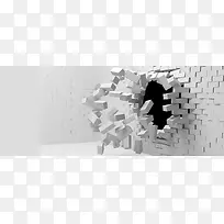 3D立体破碎墙壁