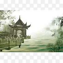中国古典园林风景背景