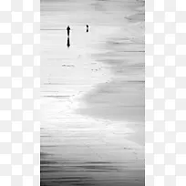 海滩黑白H5摄影素材