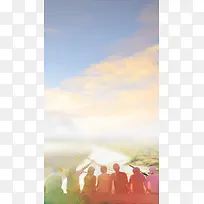 蓝色炫彩人物背影摄影文艺背景
