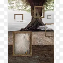 自然大树画框典雅背景素材