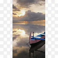 风景天空乌云小船H5背景素材