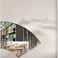 水墨图书馆中国风背景素材
