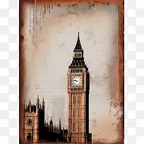 英伦风复古大本钟背景素材