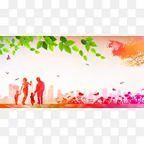 清明踏青海报背景素材