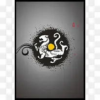 水墨龙纹背景素材