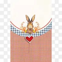 红色爱情兔子可爱宠物婚庆浪漫广告背景