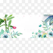 手绘绿植护肤品海报背景psd