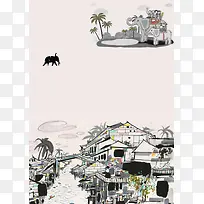 泰国水墨海报背景