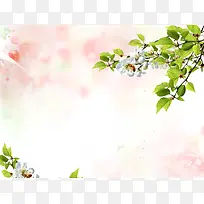 清新粉色花朵婚纱海报背景模板