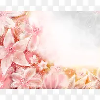 手绘粉红色杜鹃花花朵印刷背景