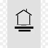 极简个性黑色线框家庭房屋背景素材