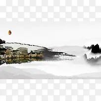 水墨古镇背景素材