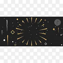 烟花节手绘黑色banner背景