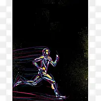 运动跑步健身锻炼炫彩海报设计背景模板