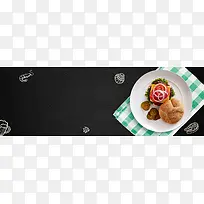 黑色简约夏季大促面包banner