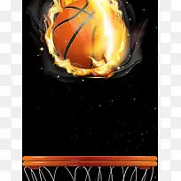 黑色简约质感篮球海报背景