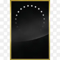 黑色背景五角星金色边框平面广告