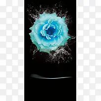 蓝色花卉化妆品海报背景素材