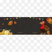 感恩节卡通童趣手绘黑色banner