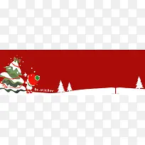圣诞节红色卡通电商圣诞树banner