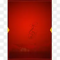 中国风音符红色背景素材