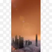 迪拜云雾城市背景