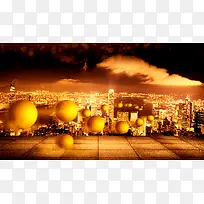创意城市光影地产背景