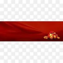 中国风红色丝绸福袋banner