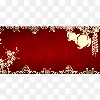 新年传统中式中国风红色海报背景
