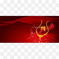 大气奢华红色喜庆金项链背景banner