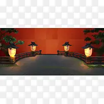手绘新年意境地面背景