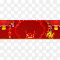 春节中国风红色淘宝海报背景