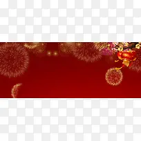 新年烟花简约红色banner