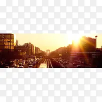 夕阳城市背景