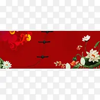 七夕浪漫情人节花朵古色中国风红色背景