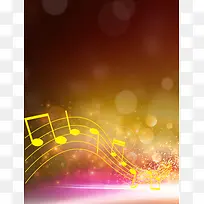 梦幻音符曲线黄色背景素材