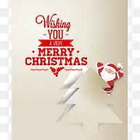 圣诞节剪纸圣诞树海报背景素材