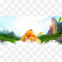 水果橙子大山风景图banner