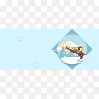 立冬雪花简约扁平蓝色banner