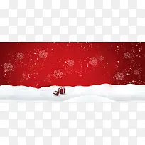 圣诞红色渐变简约雪花飘雪海报背景