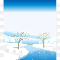 冬天雪景卡通海报背景素材