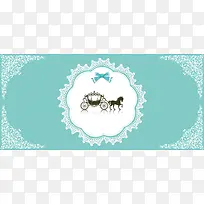 花瓣婚礼几何蓝色banner背景