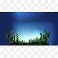 夏日清凉海藻蓝色背景素材