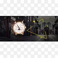 男士商务手表几何黄色三角背景