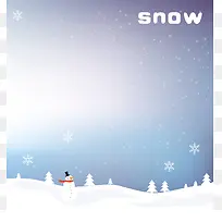 雪人矢量下雪天渐变海报背景素材